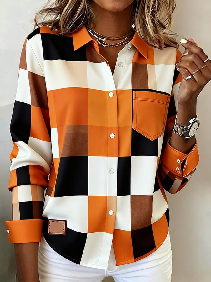 Winter Damen Karohemd warm casual Büro Freizeit Shirt