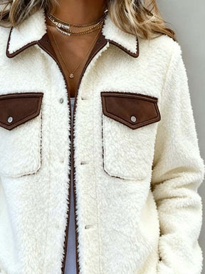 Kuschelige Sherpa Fleecejacke Creme – Winter Warm & Stylish