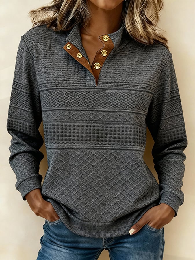 Kuschelwarmer Damen Winterpullover Grau mit Stehkragen