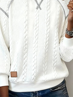 Damen Winter Pullover Weiß Jacquard Strick Sweater warm