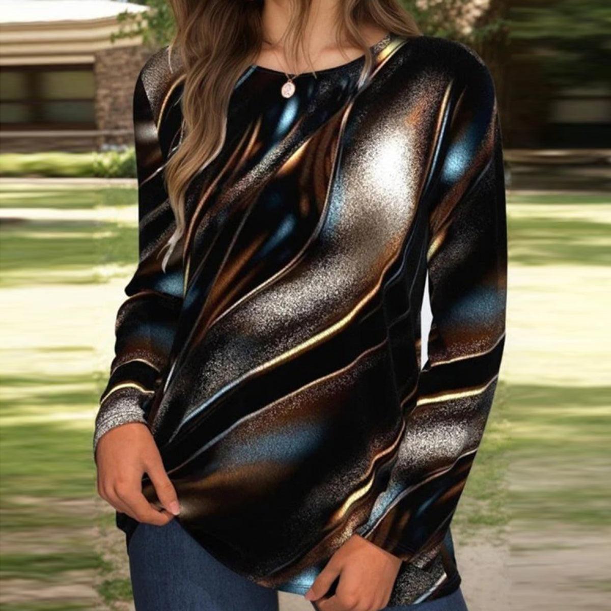Winter Longsleeve mit Metallic-Print – warm & elegant