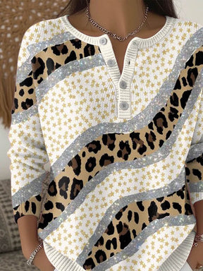 Winter Leo-Stricktop mit Glitzersternchen, warm & chic