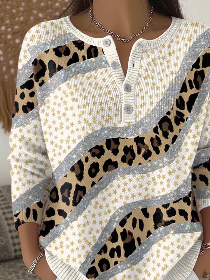 Winter Leo-Stricktop mit Glitzersternchen, warm & chic