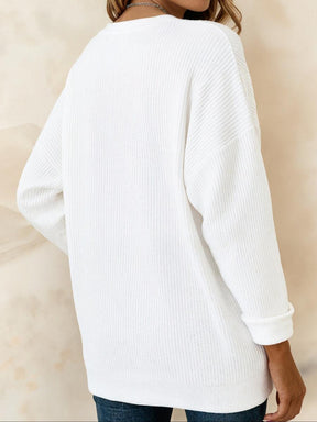 Kuscheliges Weihnachts Shirt Damen Weiß mit rotem Glitzerbaum