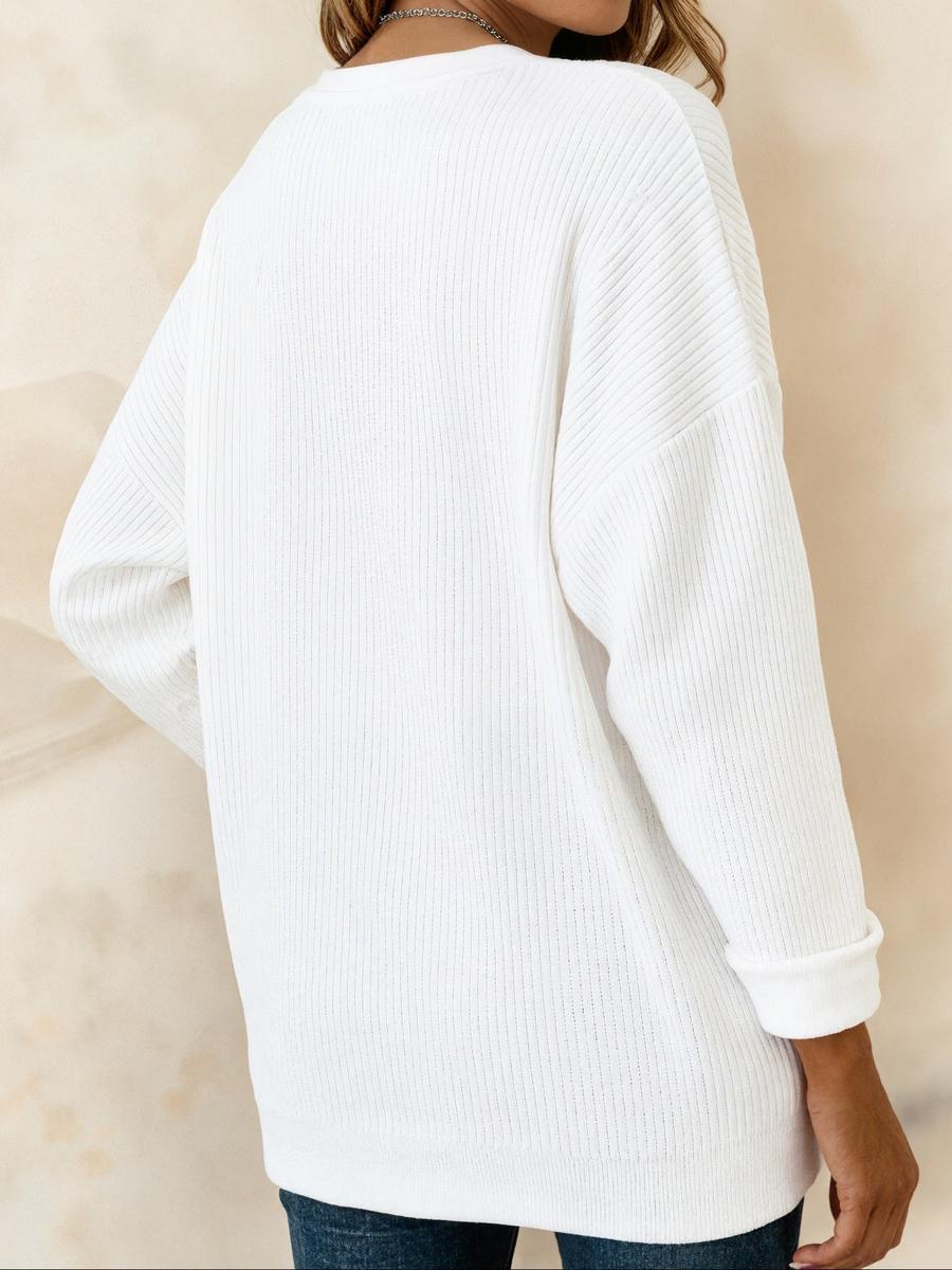 Kuscheliges Weihnachts Shirt Damen Weiß mit rotem Glitzerbaum