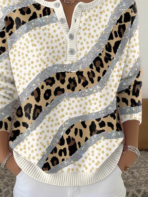 Winter Leo-Stricktop mit Glitzersternchen, warm & chic