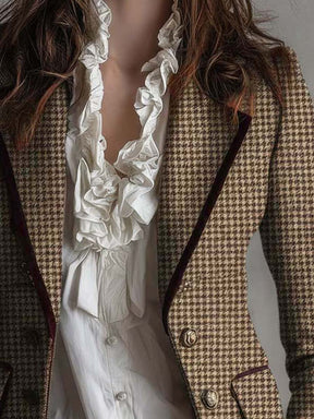 Herbstlicher Long Sleeve Plaid Blazer - Eleganz trifft auf Komfort