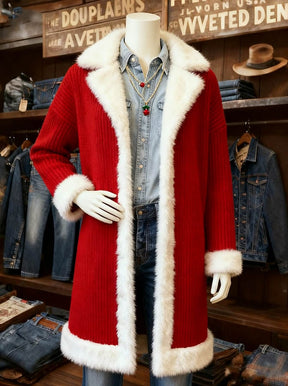 Rote Weihnachts Fleece Jacke Damen warm Winter Cardigan