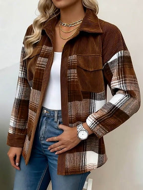 Gefüttertes Winter Oversize Hemd braun kariert mit Cord