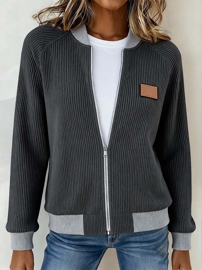 Damen Winterjacke casual warm Kontrast dunkelgrau Zip