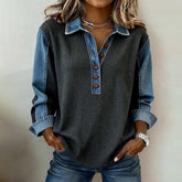 Winter Polo Longsleeve mit Denimärmeln, warm & casual