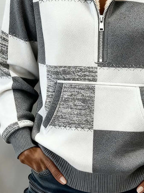 Kuscheliges Sherpa Sweatshirt grau-weiß für kalte Wintertage