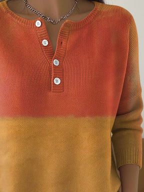 Winter Damen Stricktop orange senfgelb warm casual Henley