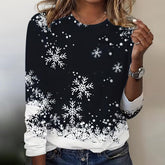 Winter Longsleeve Damen Schwarz mit Schneeflocken Print
