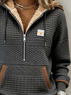 Kuscheliges Damen Fleece Sweatshirt Winter Hoodie grau