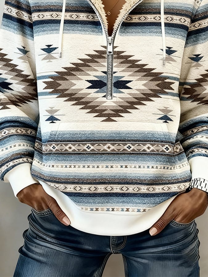 Kuscheliges Western Sweatshirt Damen mit Teddykragen Winter