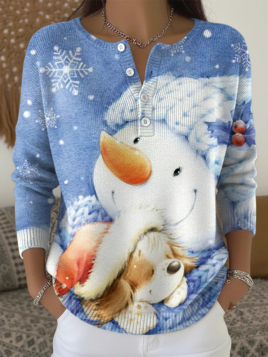 Kuscheliger Christmas Snowman Dog Winterpullover Unisex
