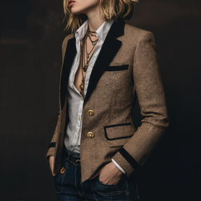 Winter Blazer Damen Braun Retro Chic warm & elegant