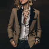 Winter Blazer Damen Braun Retro Chic warm & elegant