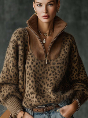 Stylischer Leopard Print Sweater - Herbstlicher Luxus & Komfort