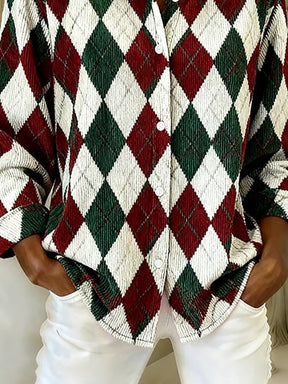 Winter Hemd Damen Karomuster Grün Rot – Weihnachts-Shirt