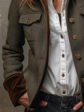 Herbstlicher Groovy Collared Long Sleeve Outerwear - Wärmend & Stilvoll