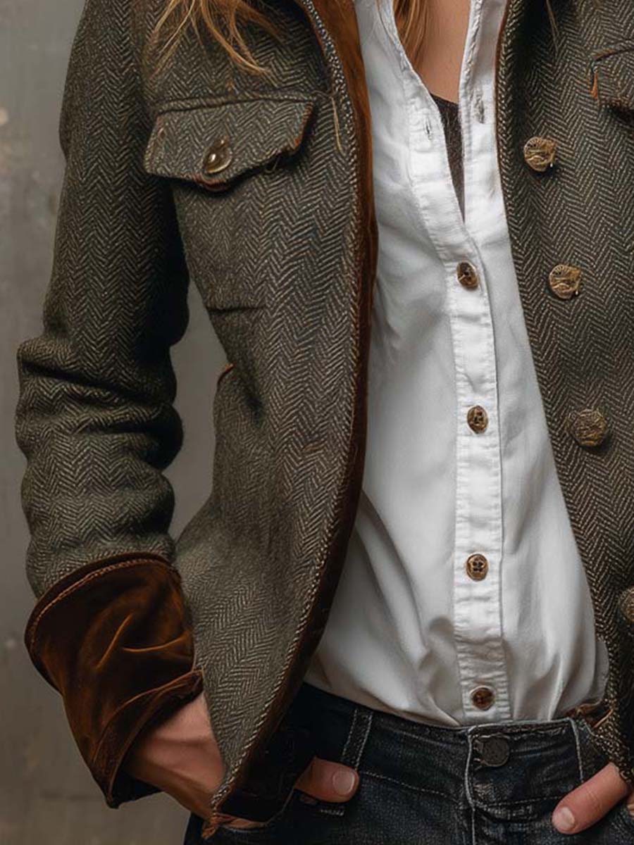 Herbstlicher Groovy Collared Long Sleeve Outerwear - Wärmend & Stilvoll