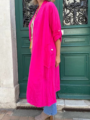 Langer Winter Cardigan in Knallpink – cozy & stylisch