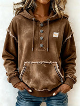 Warmer Damen Hoodie Winter braun – kuscheliger Vintage Look