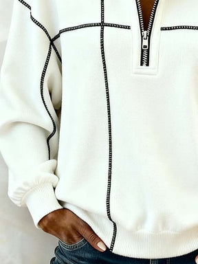 Kuscheliger Winter Damen Colorblock Pullover mit Stehkragen