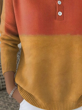 Winter Damen Stricktop orange senfgelb warm casual Henley