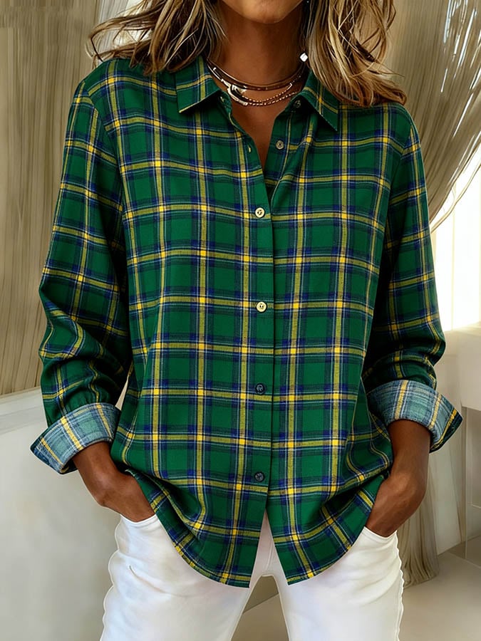 Winter Damen Karobluse Loose Fit – warm & stylisch