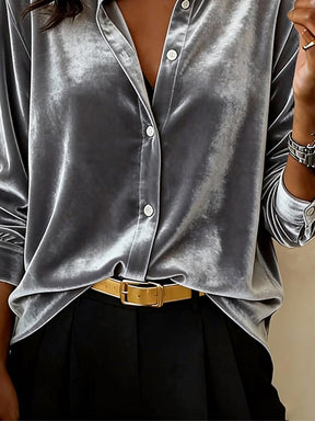 Elegantes Winter Velvet Shirt Grau – warm, weich, edel