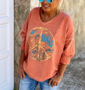 Winter-Wohlfühl-Sweatshirt Happy Days in Orange - Retro-Charme trifft Komfort