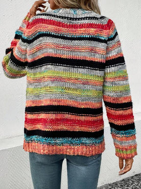 Winter Must-Have: Showy Striped Long Sleeve Cardigan - Warm, Elegant & Komfortabel