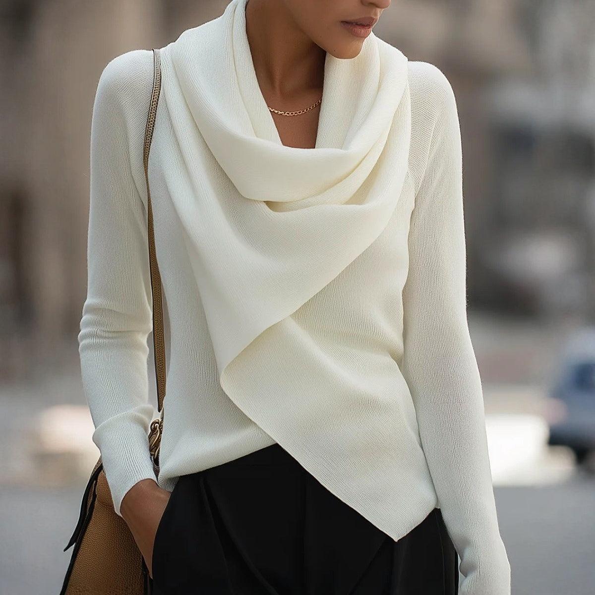 Herbstliches Highlight: Cozy Mock Neck Long Sleeve Sweater in Weiß