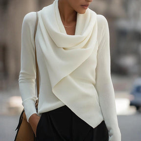 Herbstliches Highlight: Cozy Mock Neck Long Sleeve Sweater in Weiß