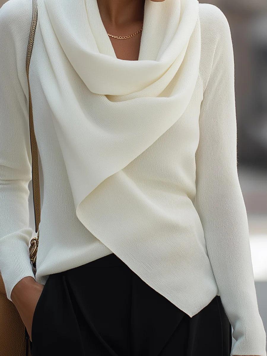 Herbstliches Highlight: Cozy Mock Neck Long Sleeve Sweater in Weiß