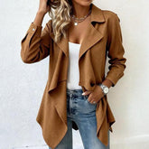Warmer Winter Wasserfall Blazer in Braun – elegant & cozy