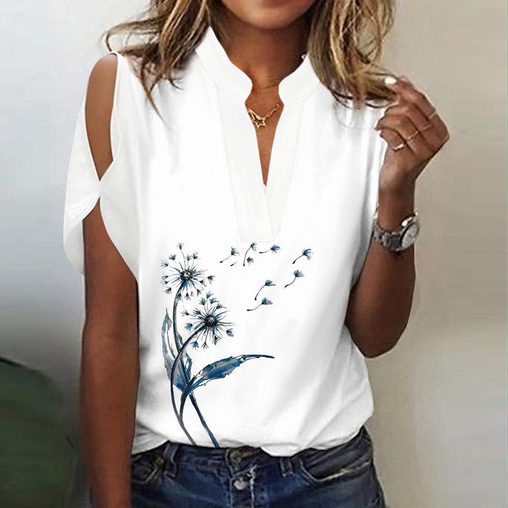 Winter Damen Shirt Weiß mit Blumenprint – Layering Top