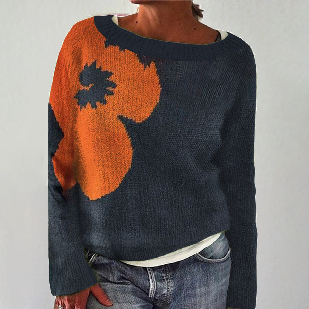 Winter-Luxus: Chic Long Sleeve Round Neck Sweater - Komfort trifft auf Stil