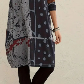 Warmes Langarm-Minikleid im Grauen Polka Dot Design - Perfekt für den Winter