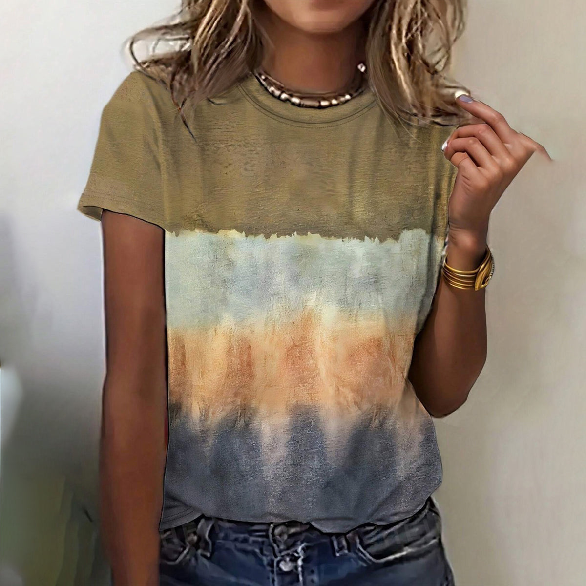 Retro Tie-Dye Kurzarmshirt – Winter-Layer für jeden Tag